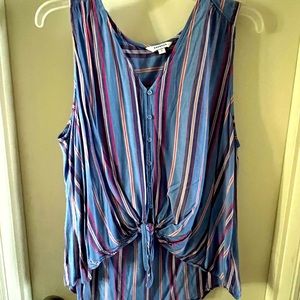 Tie waist button down blouse